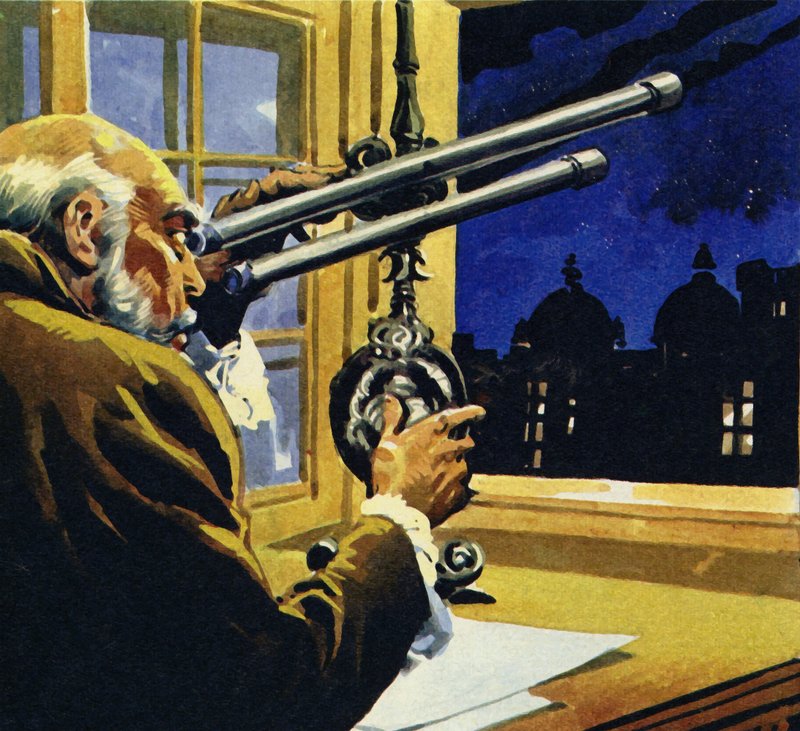 Galileo skapte et teleskop og oppdaget fire satellitter av Jupiter av English School