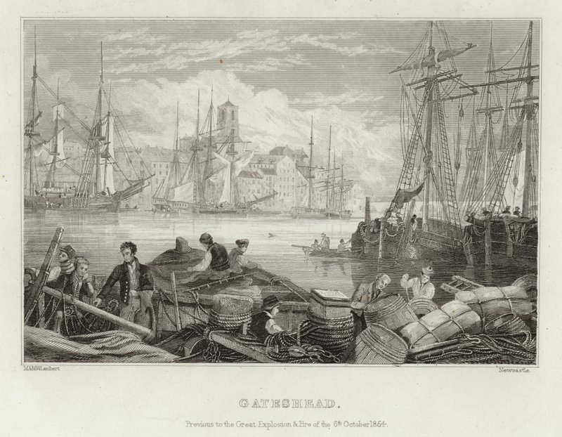 Gateshead før den store eksplosjonen og brannen 6. oktober 1854 av English School