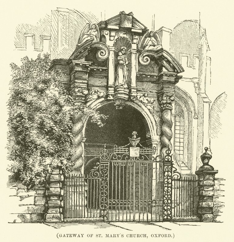 Porten til St. Mary#39;s Church, Oxford (gravering) av English School