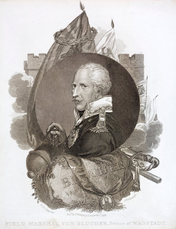 Gebhard von Blucher, prøyssisk feltmarskalk (gravering) av English School