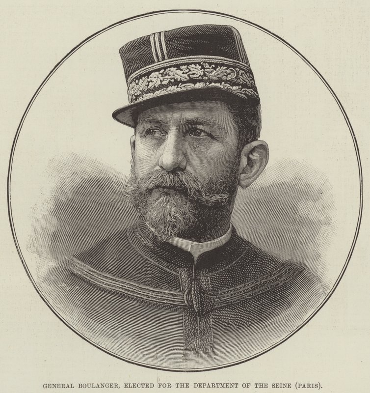 General Boulanger, valgt for Department of the Seine, Paris (gravering) av English School