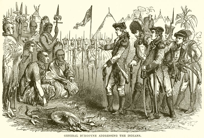 General Burgoyne henvender seg til indianerne av English School