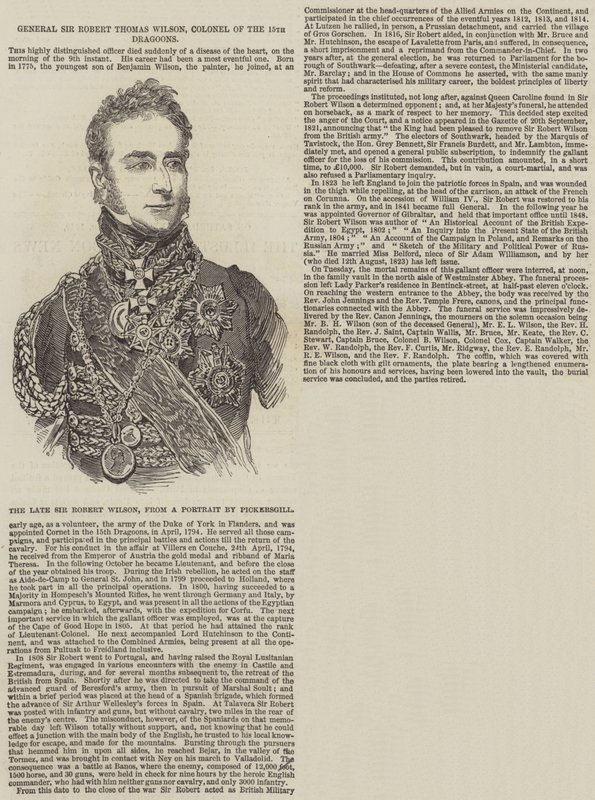 General Sir Robert Thomas Wilson, oberst av de 15. dragonene (gravering) av English School