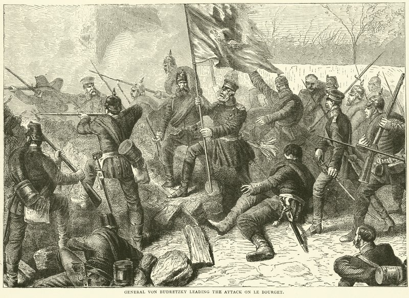 General Von Budretzky ledet angrepet på Le Bourget, oktober 1870 av English School