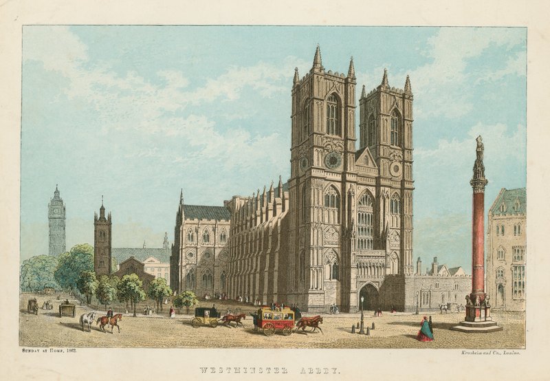 Generell utsikt over Westminster Abbey av English School