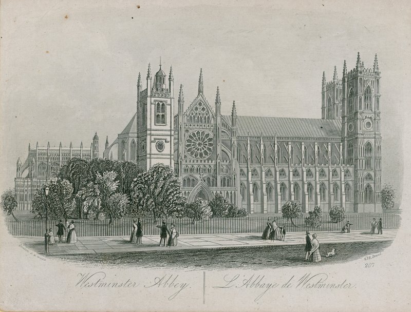 Generell utsikt over Westminster Abbey av English School
