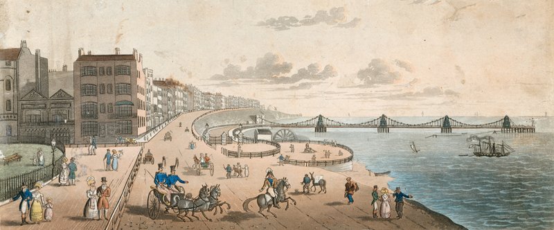 Generelt syn på mennesker ved strandpromenaden i Brighton av English School
