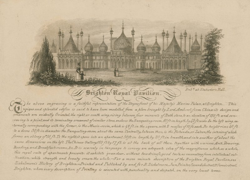 Generell utsikt over Royal Pavilion i Brighton av English School
