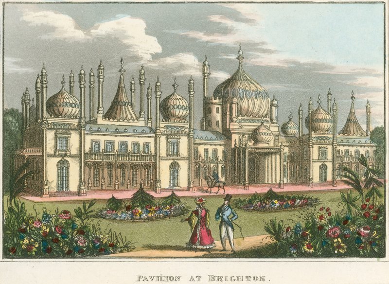Generell utsikt over Royal Pavilion i Brighton av English School