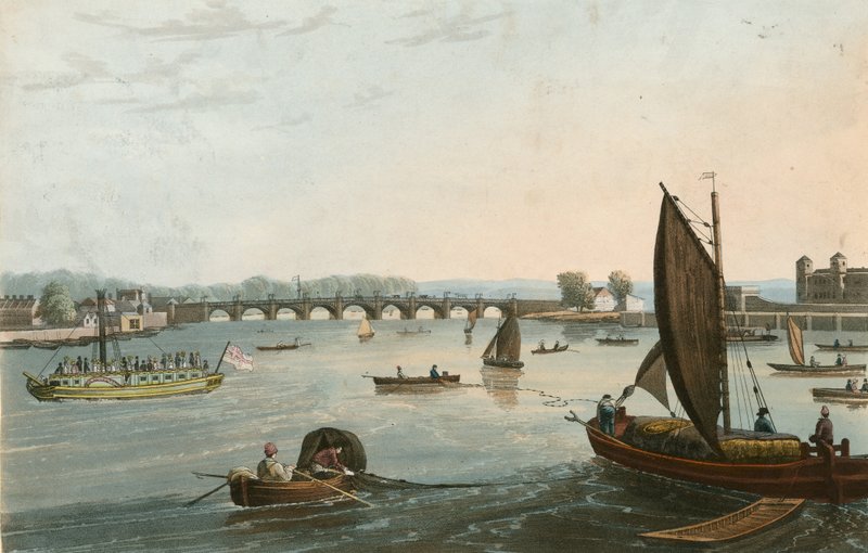 Generell utsikt over den gamle Vauxhall Bridge av English School
