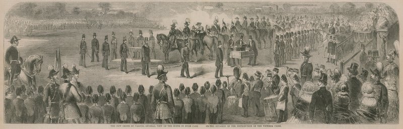 Generell oversikt over scenen i Hyde Park i anledning utdelingen av Victoria Cross av English School