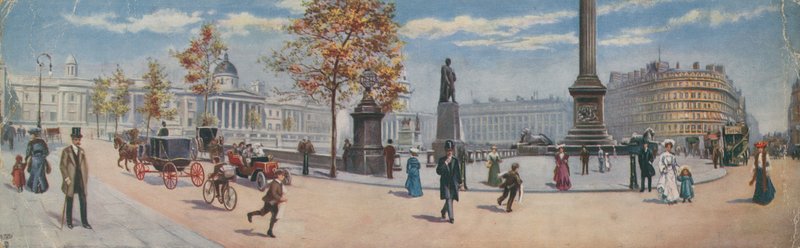 Generell utsikt over det sørøstlige hjørnet av Trafalgar Square av English School