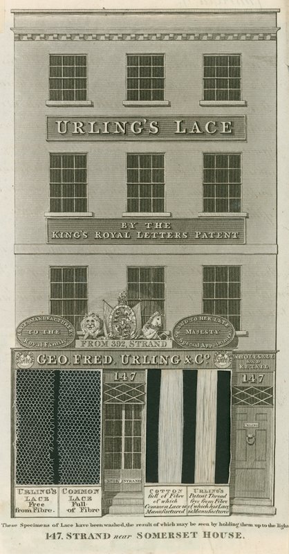 George Frederick Urling & Co, blondeselgere, 147 Strand, nær Somerset House, London av English School