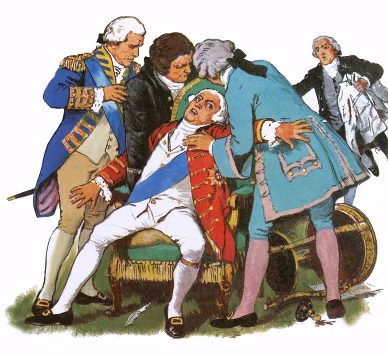 George III lider av et angrep av galskap av English School