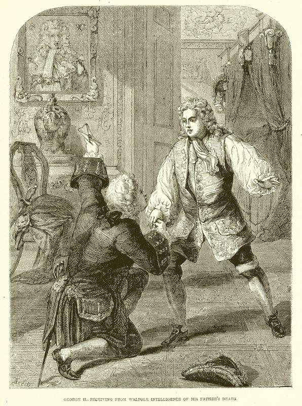 George II., mottar fra Walpole Intelligence of his Fathers Death av English School