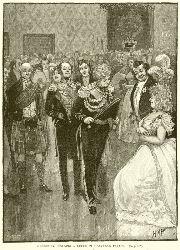 George IV holder en Levee i Holyrood Palace av English School