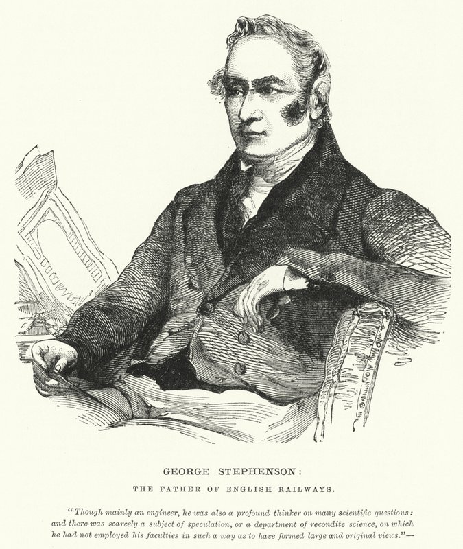 George Stephenson, faren til engelske jernbaner (gravering) av English School