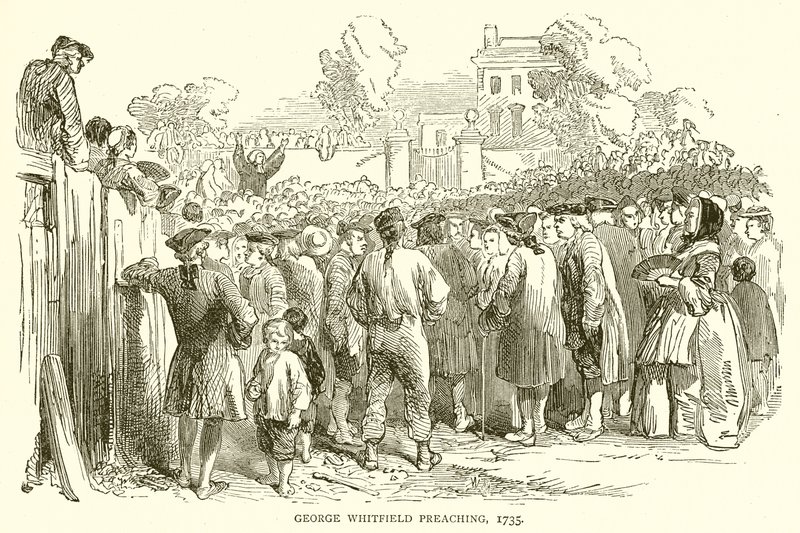 George Whitfield Preaching, 1735 av English School