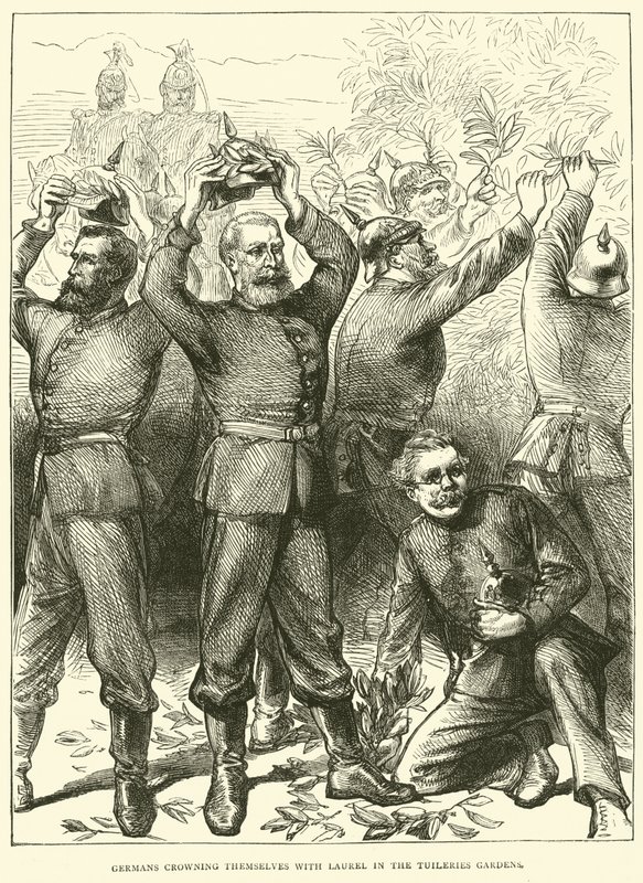 Tyskere kronet seg med Laurel i Tuileries Gardens, mars 1871 av English School