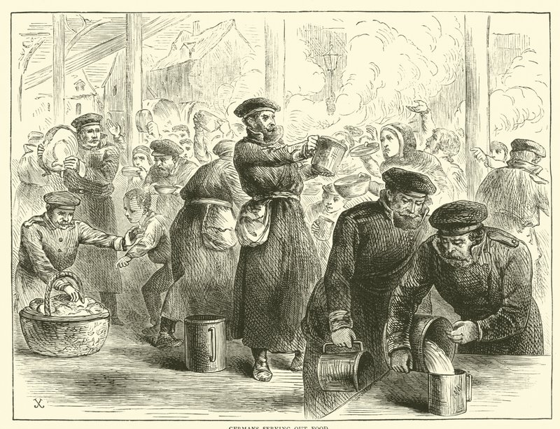Tyskere som serverer mat, januar 1871 av English School
