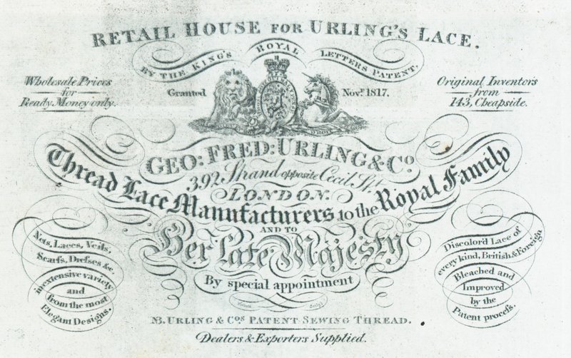 George Fred Curling & Co, produsent av trådkniplinger, handelskort av English School