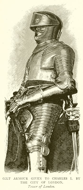 Forgylt rustning gitt til Charles I. av City of London av English School