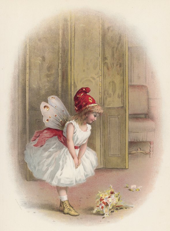 Jente eller fe som bukker etter opptredenen hennes (chromolitho) av English School