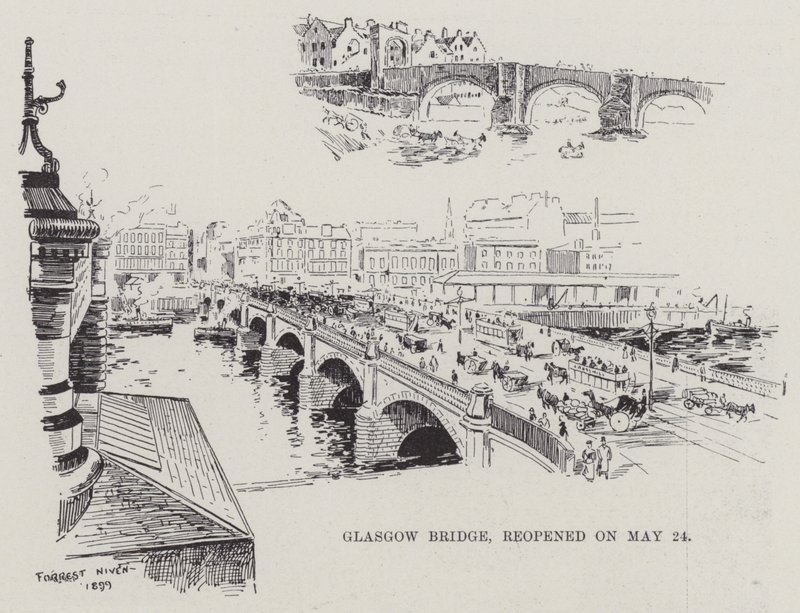 Glasgow Bridge, gjenåpnet 24. mai (gravering) av English School