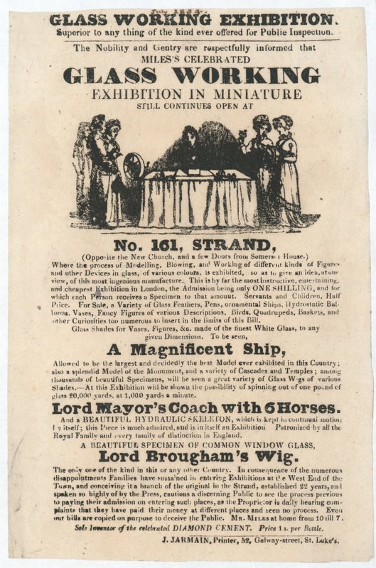 Glassarbeidsutstilling, 161 Strand, juli 1834 av English School