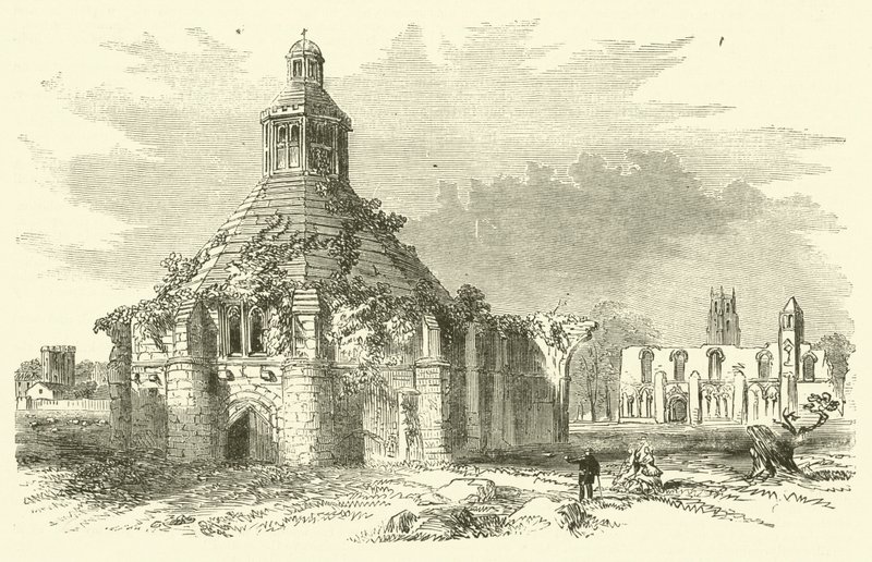 Glastonbury Abbey (gravering) av English School