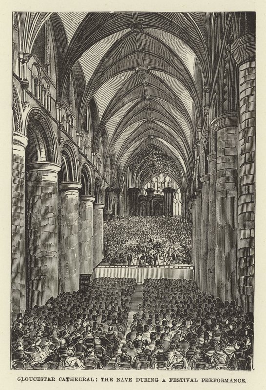 Gloucester Cathedral, kirkeskipet under en festivalforestilling av English School