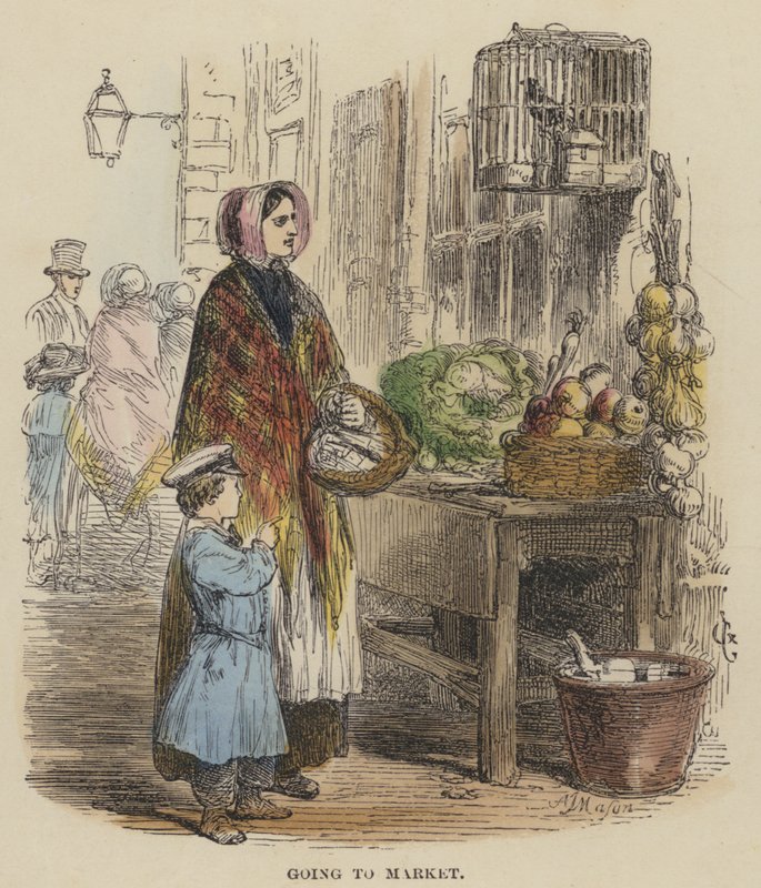 Going to Market (farget gravering) av English School