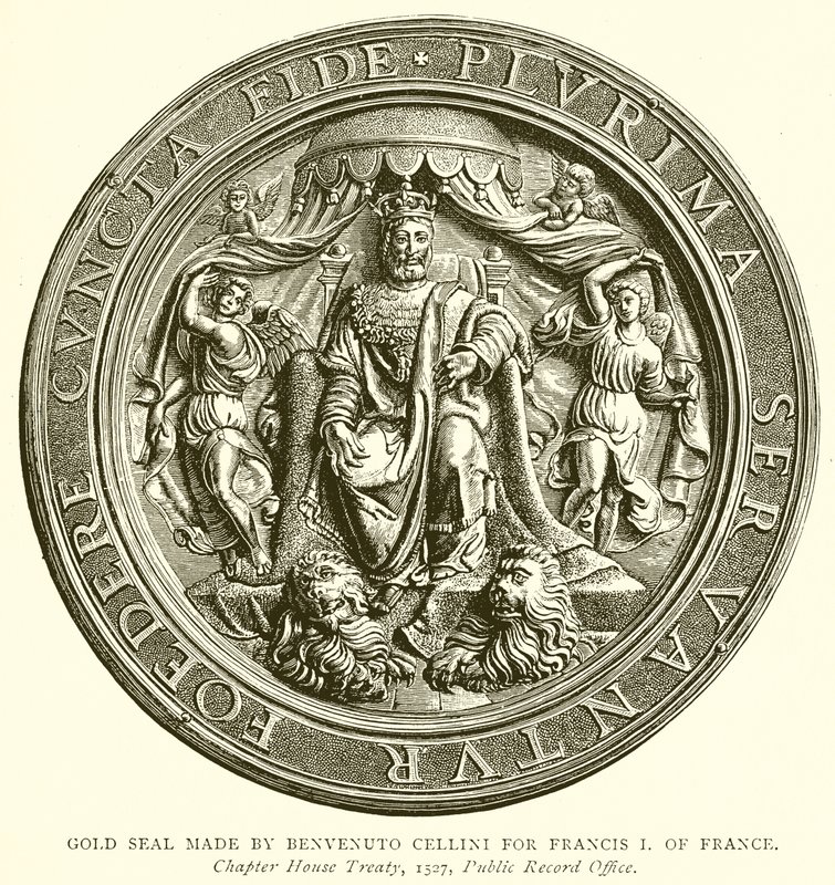 Gullsegl laget av Benvenuto Cellini for Francis I av Frankrike av English School