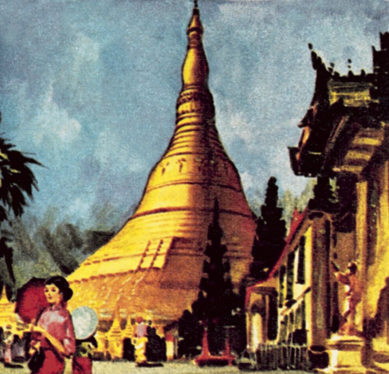 Golden Pagoda i Rangoon av English School