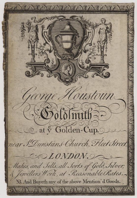 Gullsmeder og sølvsmeder, George Houstoun, handelskort av English School