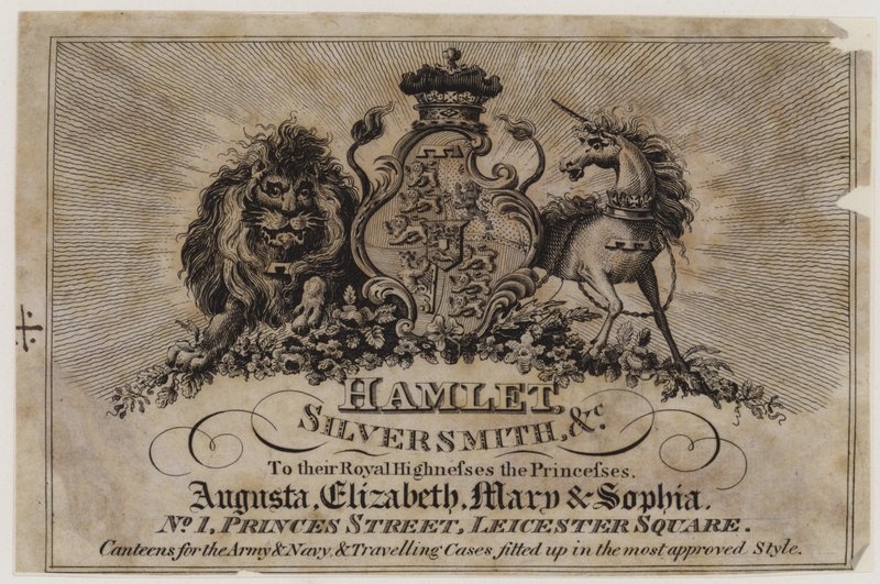 Gullsmeder og sølvsmeder, Hamlet, fagkort av English School