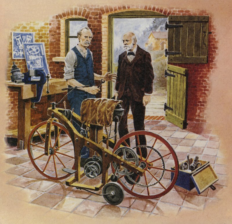 Gottlieb Daimler og vennen Wilhelm Maybach av English School