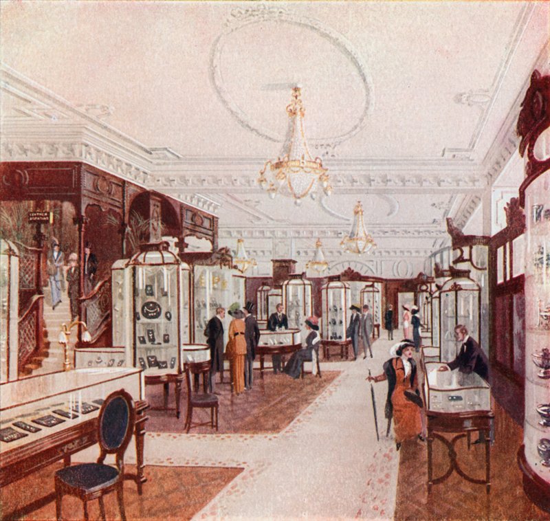 Den store salongen til Stewart Dawsons Jewel Palace i Regent Street av English School
