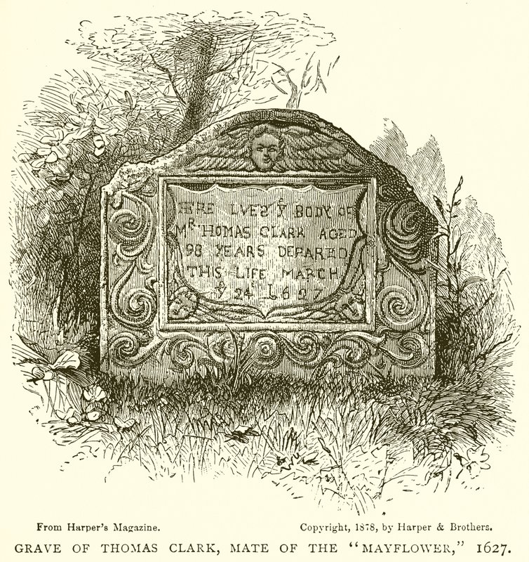Grav til Thomas Clark, Mate of the Mayflower, 1627 av English School