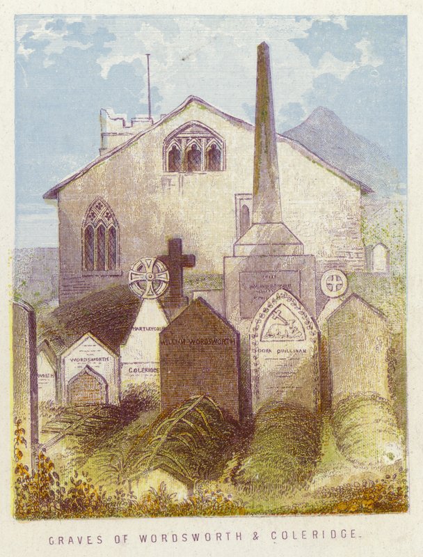 Graves of Wordsworth og Coleridge (farge litho) av English School