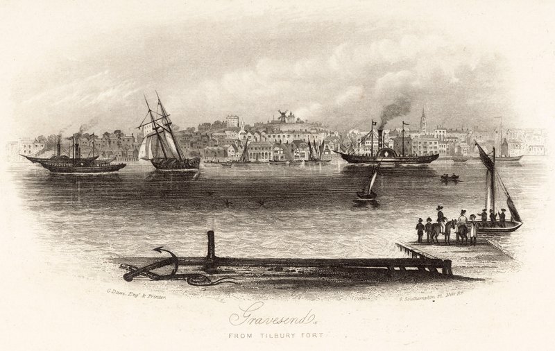 Gravesend fra Tilbury Fort av English School