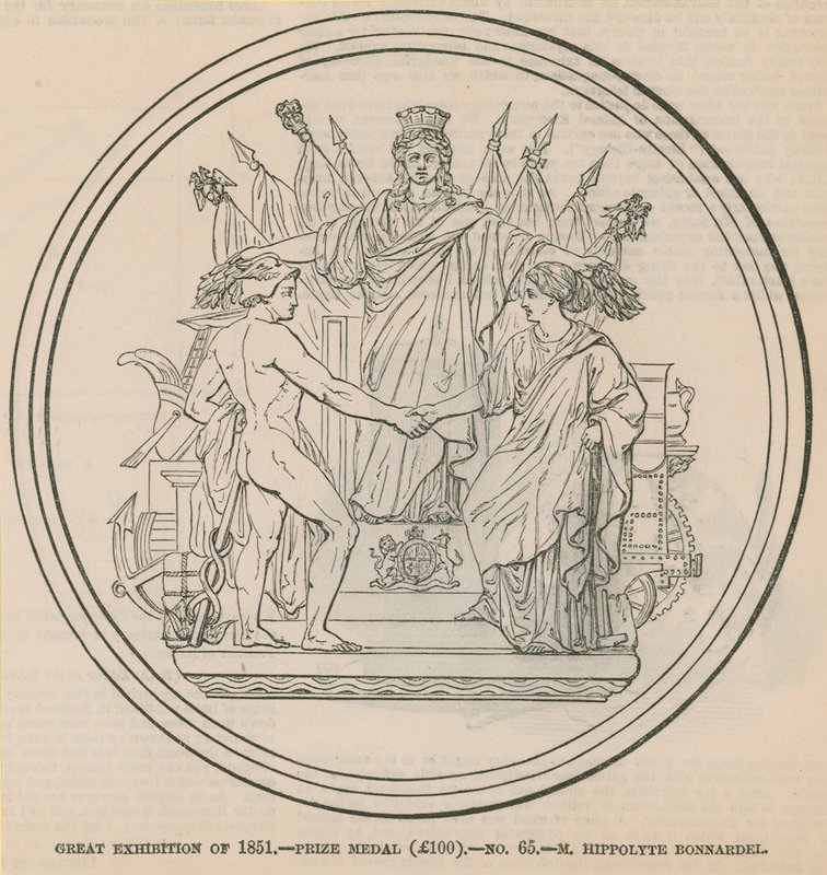Stor utstilling fra 1851 - prismedalje (£ 100), tildelt M Hippolyte Bonnardel av English School