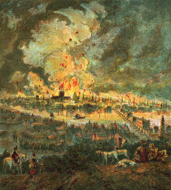 Great Fire of London (1666) av English School