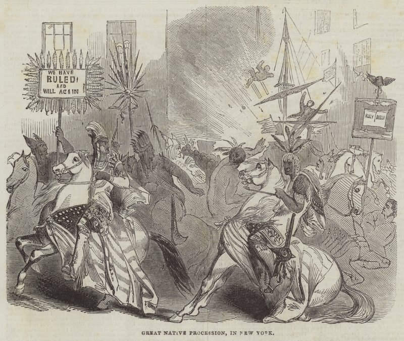 Great Native Procession, i New York (gravering) av English School