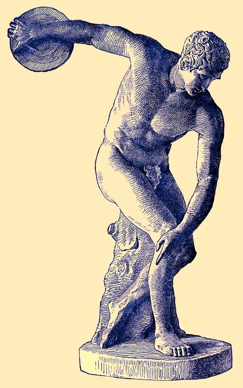 Gresk idrettsutøver kaster diskos, illustrasjon fra Cassells Illustrated Universal History av Edward Ollier, 1890 (digitalt forbedret bilde) av English School