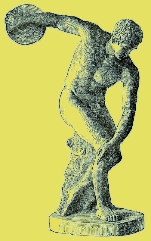 Gresk idrettsutøver kaster diskos, illustrasjon fra Cassells Illustrated Universal History av Edward Ollier, 1890 (digitalt forbedret bilde) av English School