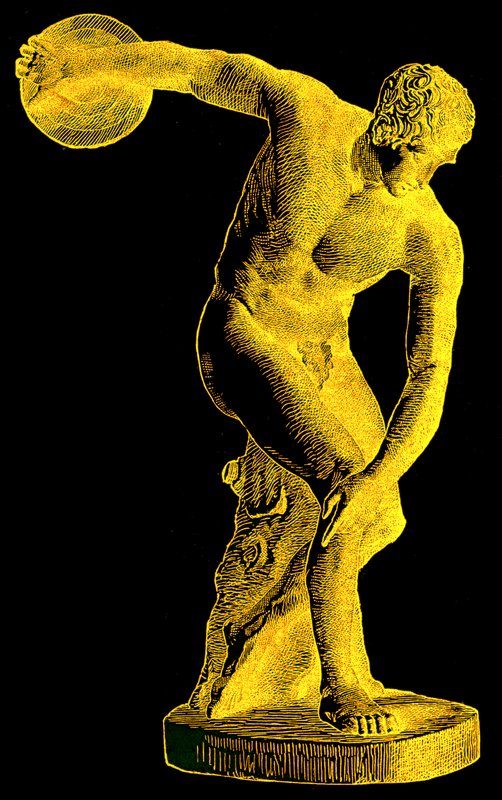 Gresk idrettsutøver kaster diskos, illustrasjon fra Cassells Illustrated Universal History av Edward Ollier, 1890 (digitalt forbedret bilde) av English School