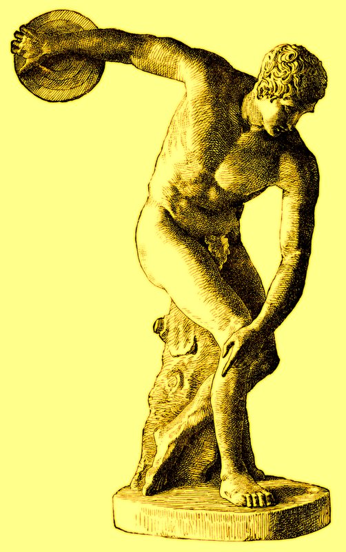 Gresk idrettsutøver kaster diskos, illustrasjon fra Cassells Illustrated Universal History av Edward Ollier, 1890 (digitalt forbedret bilde) av English School