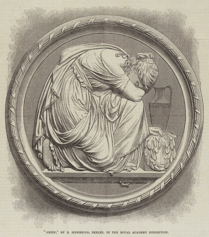 "Grief," av R Siemering, Berlin, i Royal Academy Exhibition (gravering) av English School