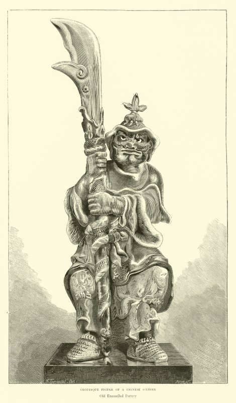 Grotesk figur av en kinesisk soldat av English School